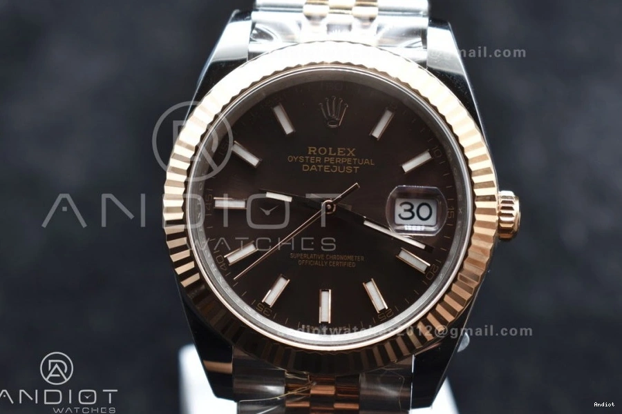 DateJust on Brown VR3235 SS Jubilee Bracelet 126333 Steel Stick Best Dial RG Edition 41 Clean 904L 1:1 0304